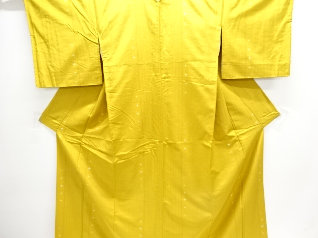 縞に十字絣織り出し手織り紬着物